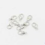 50 Pezzi Lotto Chiusure Moschettone Argentate Placcate 10mm