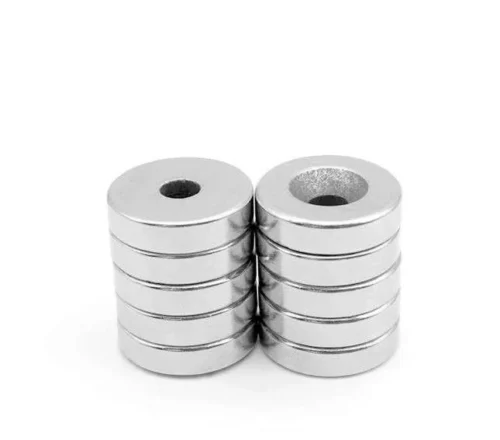2 Pezzi Magnete Neodimio 20X5Mm Con Foro 5Mm Rotondo N35