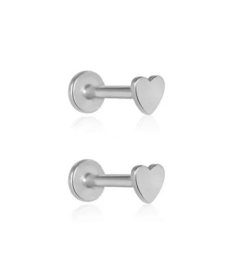 Piercing Orecchio Trago Cuore Acciaio Chirurgico 18G 8mm