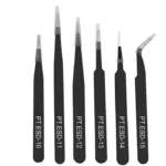 Kit 6 Pinzette Professionali Antistatico Esd Curve Dritte