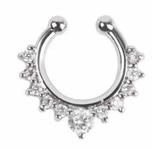 Anello Cerchio Piercing Naso Finto Placcato Argento In Lega