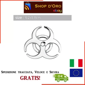 Adesivo 3D Metallizzato Biohazard Cromato Umbrella Auto 5x6