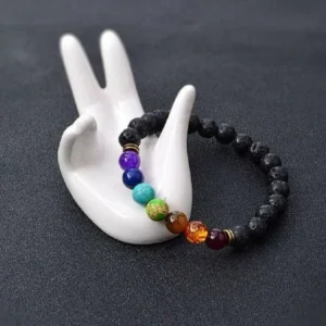 Bracciale 7 Chakra Pietra Dure Uomo Donna Ematite Buddha