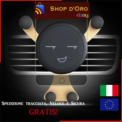 Stand Smartphone Dorato Smile Face Supporto Gravità Bocchett