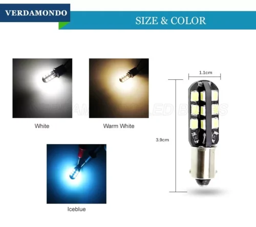 2 Lampadine Bax9S H6W Luce Bianca 24 Led Smd2835 12V Dc Auto