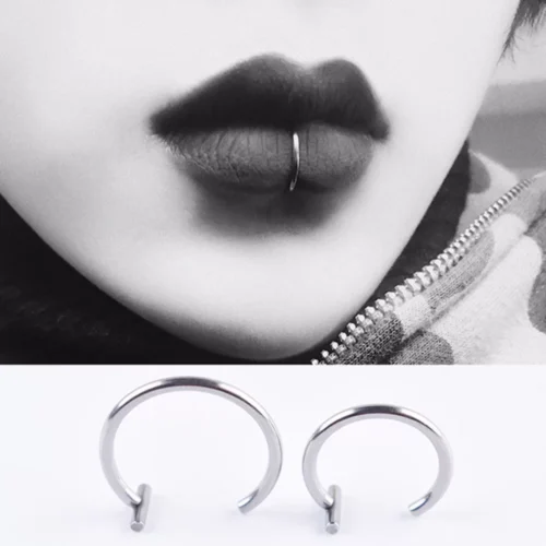 Piercing Finto Acciaio Chirurgico Labbro Bocca Anallergico
