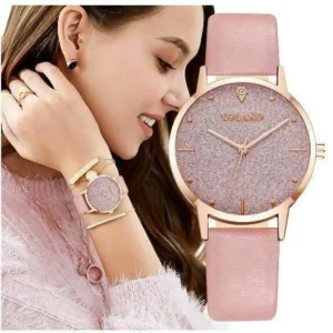 Orologio Donna Yolako Satinato Brillantini Elegante Rosa