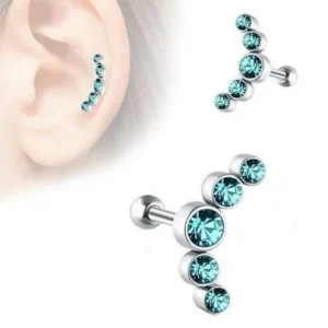 Piercing Acciaio Chirurgico Blue Strass Archetto Perno 13mm