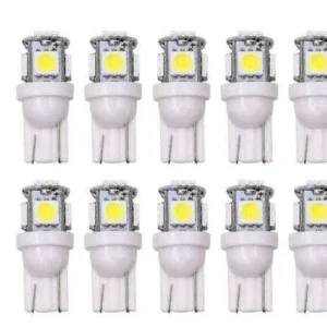 10 Pezzi Lotto Lampadine T10 W5W 5-Smd 5050 Targa Bianche