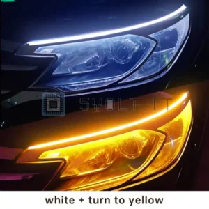2pz LED DRL Luce Marcia Auto Bianco Giallo 30cm 12V