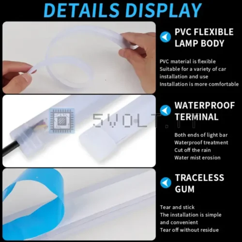 2pz LED DRL Luce Marcia Auto Bianco Giallo 30cm 12V