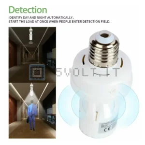 Adattatore E27 Lampada con Sensore PIR Movimento 220V