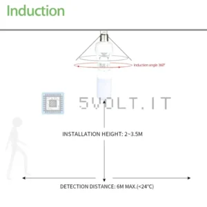 Adattatore E27 Lampada con Sensore PIR Movimento 220V
