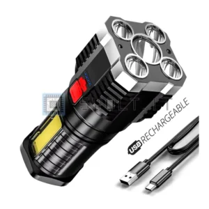 Torcia a LED 5 Luci Alta Potenza 3 Modalità Ricaricabile