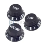 Set 3pz Manopole per Chitarra Strat Volume e Toni Nere
