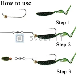 5 Pezzi Ami da Pesca 0.7g in Rame per Esca Soft Worm