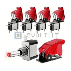 2pz Interruttori Rossi a Levetta a LED 12V 3 Pin 20A SPST