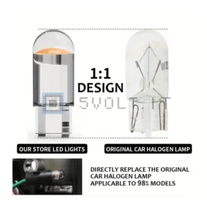 10 pezzi LED W5W T10 Luci Auto COB Vetro 6000k Bianco