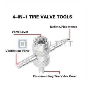 Strumento Riparazione Valvole Pneumatici Acciaio Inox 4-in-1