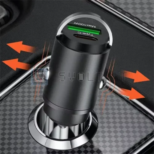 Mini Caricabatteria Auto 100W Accendisigari Type-C