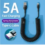 Cavo USB Type-C 5A 66W a Molla per Auto Smartphone