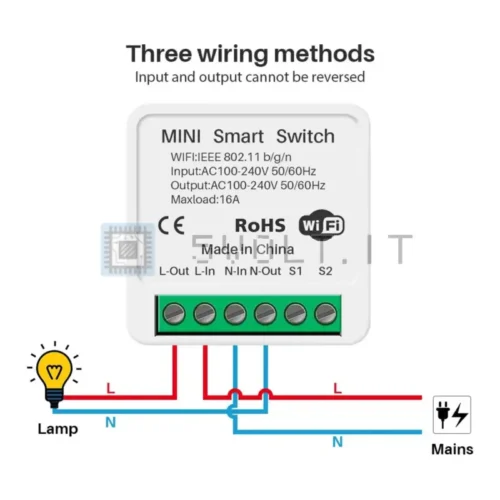 Mini Smart Switch Interruttore 2 Vie 16A per Alexa