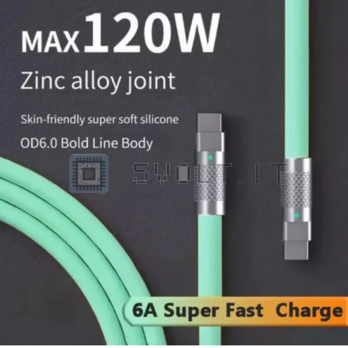 Cavo in Silicone Liquido Type-C 120W 6A Fast Charge