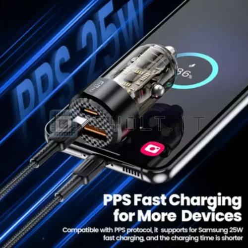 Caricabatterie da Auto 60W Trasparente Fast Charge