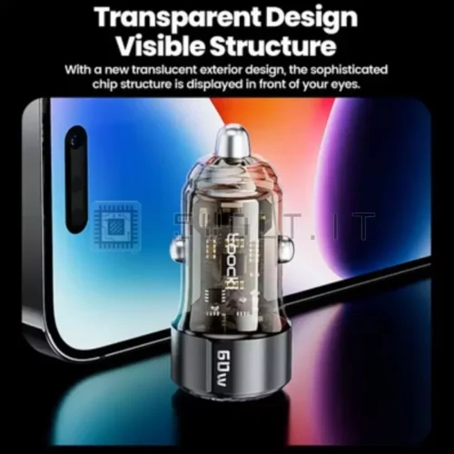 Caricabatterie da Auto 60W Trasparente Fast Charge