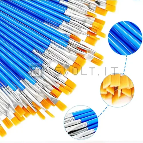 Set 50pz Pennelli Pittura Piatti in Nylon per Acquerelli