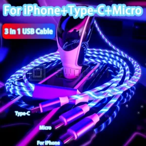 Cavo Animato Blue 3-in-1 per iPhone Type-C Metallo