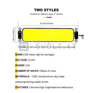 Striscia LED 12-24V Luce Interna Auto 108SMD Soffitto