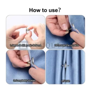 4 Paia Bottoni Magnetici per Tende Staccabili Fissaggio