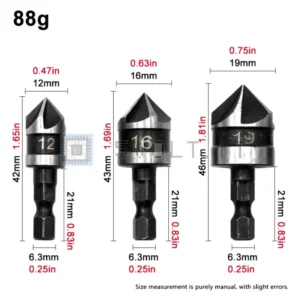 Set 3pz Gambo Esagonale 90 Gradi 5 Lame Smussatore