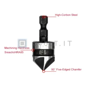 Set 3pz Gambo Esagonale 90 Gradi 5 Lame Smussatore