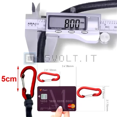 Corda Elastica 60cm per Carichi Pesanti con Moschettoni