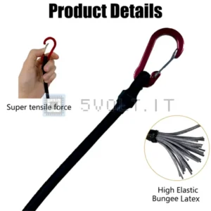 Corda Elastica 60cm per Carichi Pesanti con Moschettoni