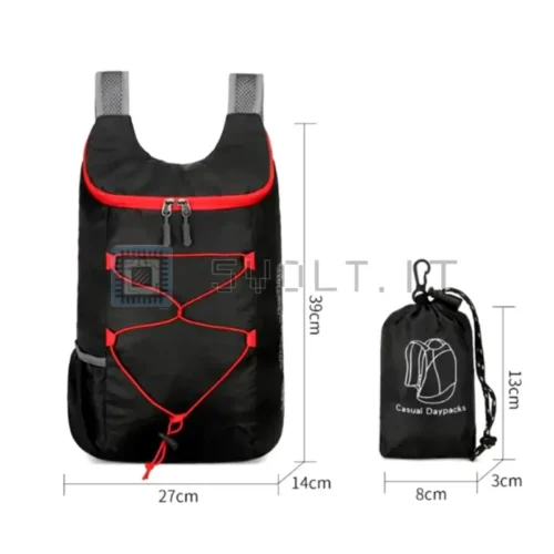 Zaino Pieghevole Nero Multifunzionale Sportivo in Nylon