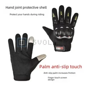 Guanti da Moto Neri Touch Screen Protezione Anticaduta