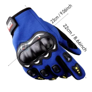 Guanti da Moto Neri Touch Screen Protezione Anticaduta