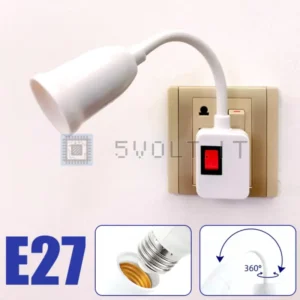 Presa E27 da Parete con Testa Rotante per Luci e LED