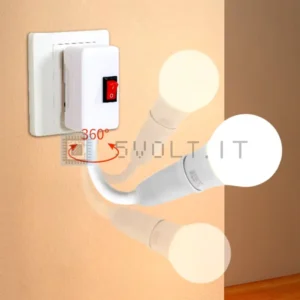 Presa E27 da Parete con Testa Rotante per Luci e LED