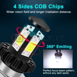 1pz Luce Faro Moto LED BA20D 4000lm 6000K 12V