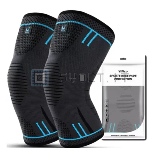 Coppia Ginocchiere Elastiche Blue TG L Traspiranti Sport