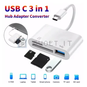 Adattatore 3in1 Type-C TF SD USB Lettore Schede Memoria