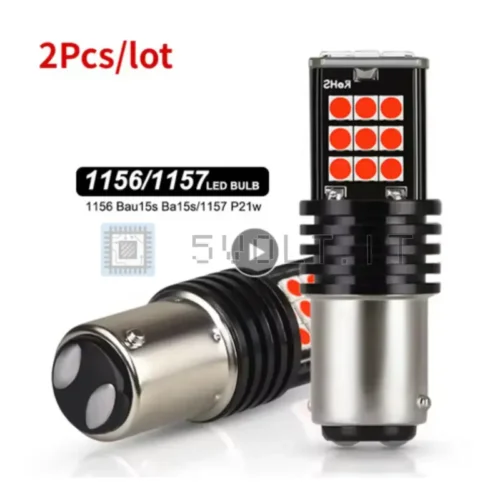 2pz Luci LED BAY15D Rosse 3030SMD P21 5W Freno