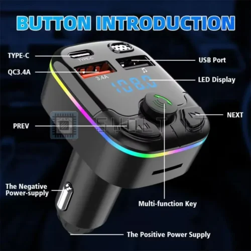 Trasmettitore FM Bluetooth 5.0 PD Type-C 3.4A 18W