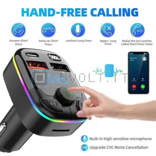 Trasmettitore FM Bluetooth 5.0 PD Type-C 3.4A 18W