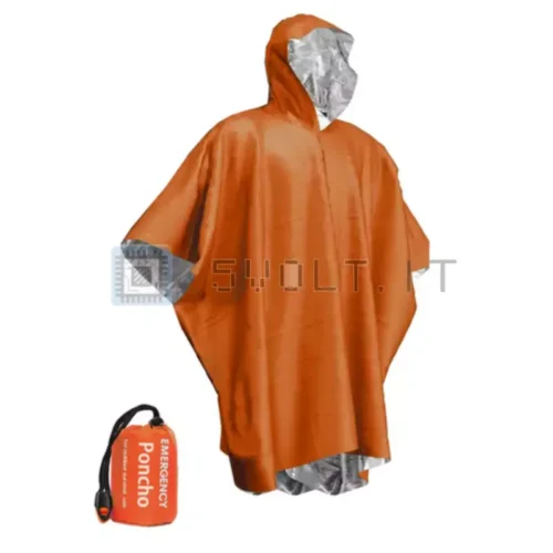 Impermeabile di Emergenza Arancione Poncho Portatile