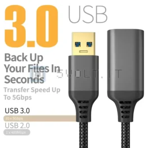 Cavo Dati Intrecciato USB 3.0 1mt in Nylon Prolunga